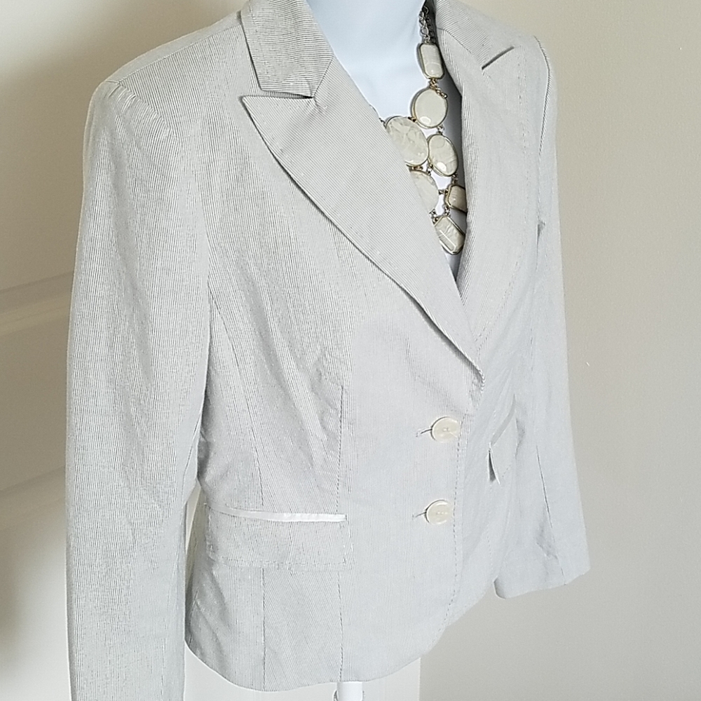 The Limited Academia Career Pinstriped Cream Blazer Size 4 - Picture 2 of 7